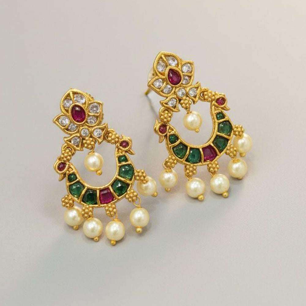 Sona Covering Royal Pota Stone And Pearl Dangler Earrings