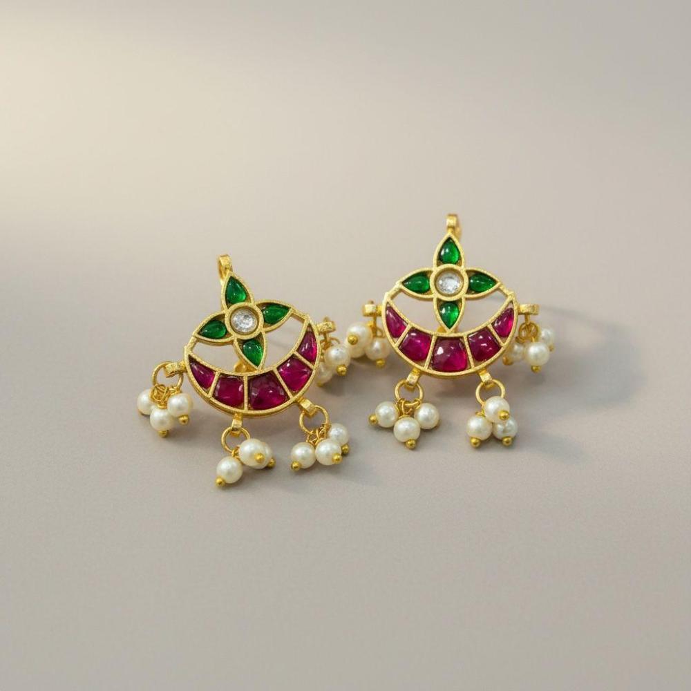 Sona Covering Royal Pota Stone And Pearl Dangler Earrings