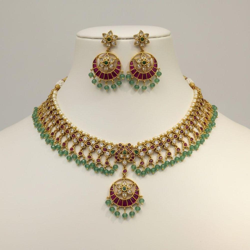 Sona Covering Elegant Pota Stone And Beads Necklace Set