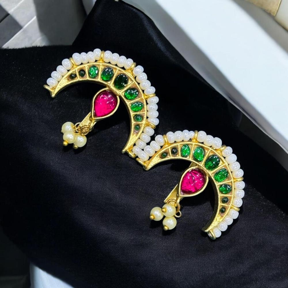 Sona Covering Royal Pota Stone And Pearl Dangler Earrings (Bugadi Earrings)