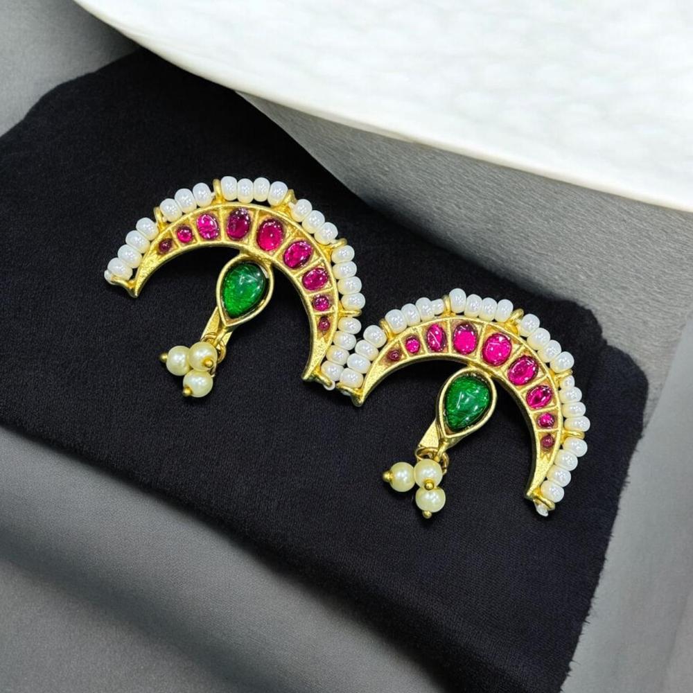Sona Covering Royal Pota Stone And Pearl Dangler Earrings (Bugadi Earrings)