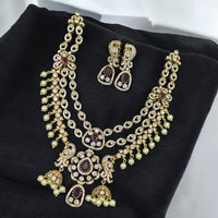 Sona Covering Glimmer Grace Elegant Crytsal Stone And Pearl Necklace Set