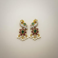 Sona Covering Graceful Austrian Stone And Pota Stone Pearl Dangler Earrings