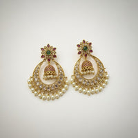 Sona Covering Graceful Austrian Stone And Pota Stone Pearl Dangler Earrings