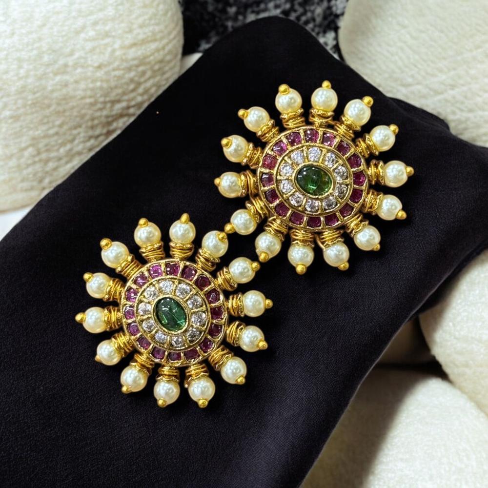 Sona Covering Royal Heritage Austrian Stone And Pearl Studs Earrings