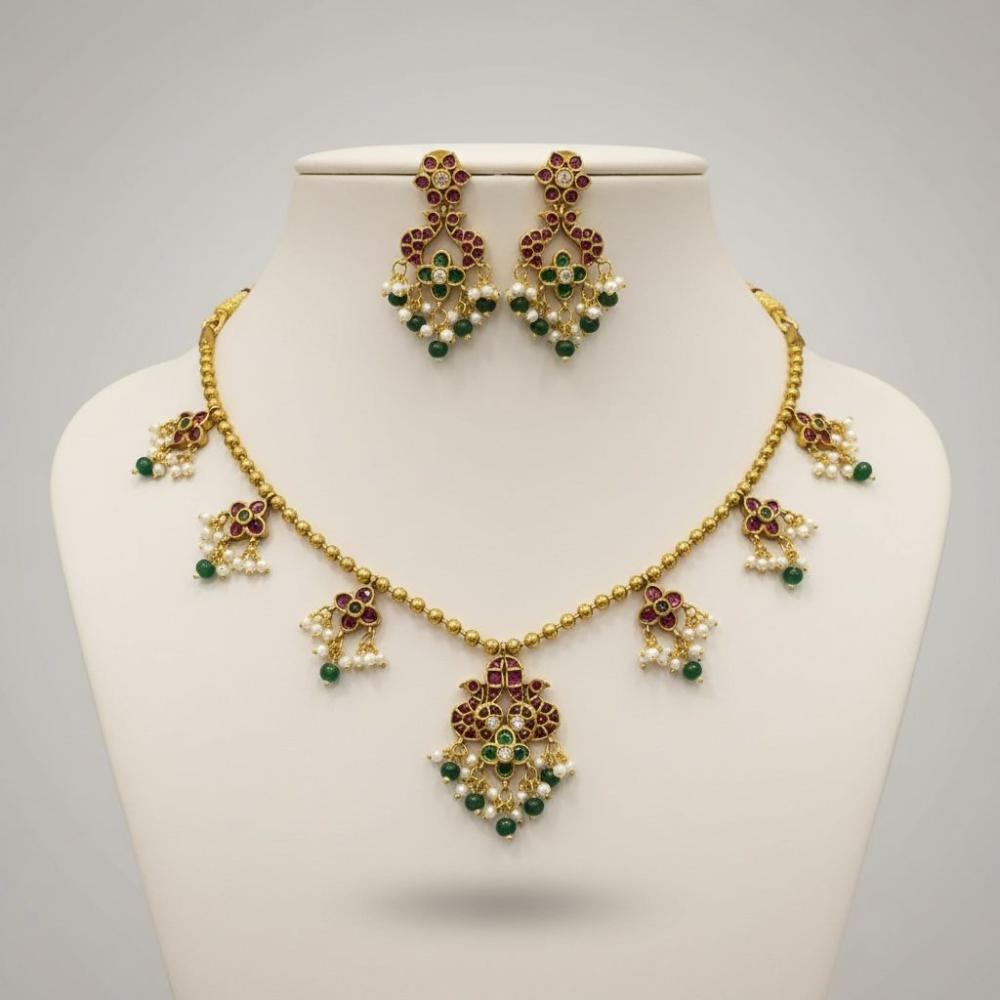 Sona Covering Glamorous Pota Stone And Austrian Stone Necklace Set