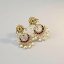 Sona Covering Graceful Austrian Stone And Pota Stone Pearl Dangler Earrings