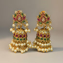 Sona Covering Graceful Austrian Stone And Pota Stone Pearl Jhumki Earrings