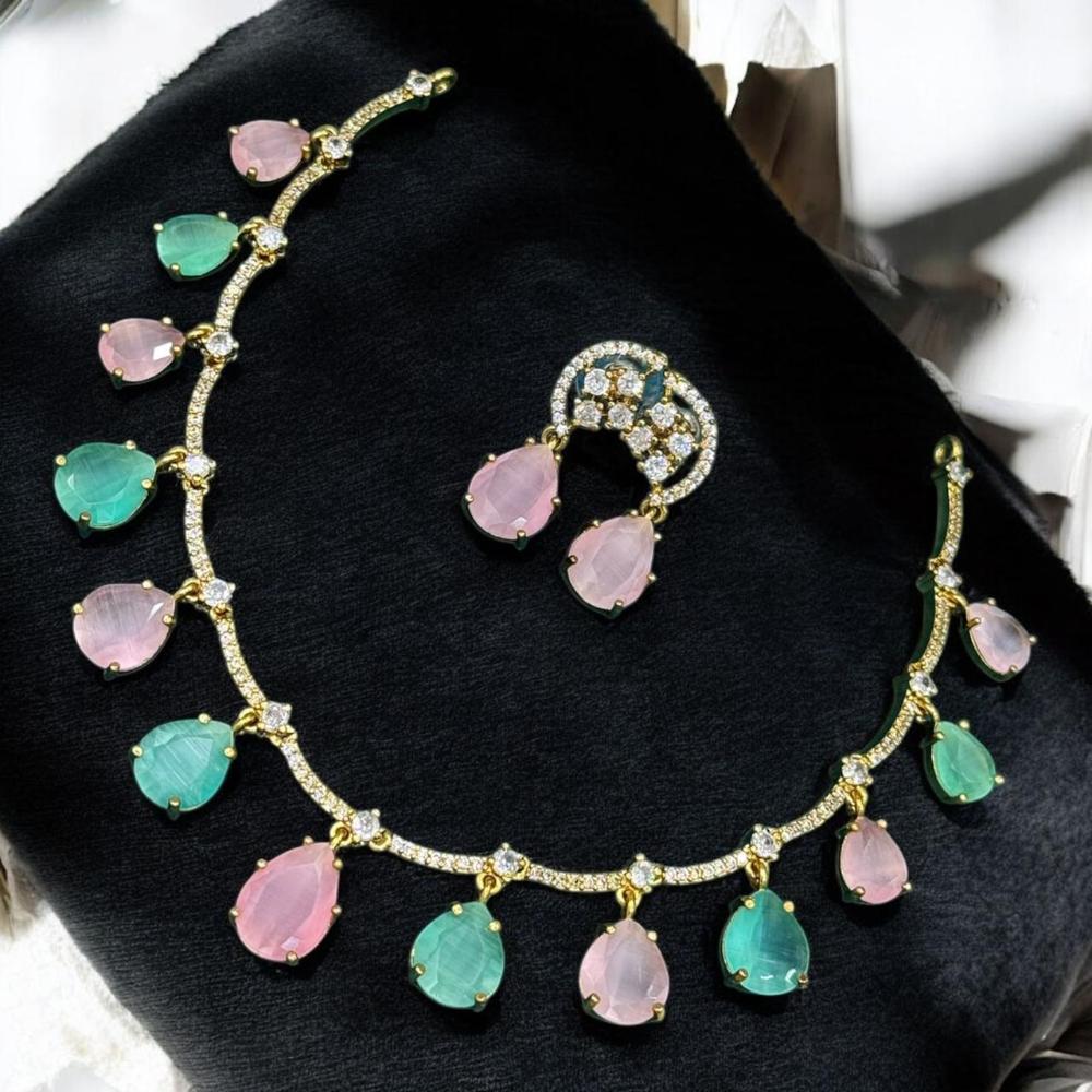 Sona Covering Glamorous Crystal Stone Necklace Set