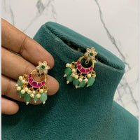 Sona Covering Graceful Pota Stone And Pearl Dangler Earrings