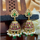 Sona Covering Graceful Austrian Stone And Pota Stone Pearl Jhumki Earrings
