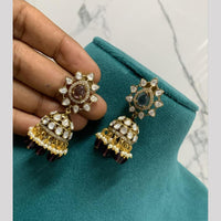 Sona Covering Graceful Austrian Stone And Pota Stone Pearl Jhumki Earrings