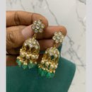Sona Covering Graceful Pota Stone And Beads Pearl Jhumki Earrings