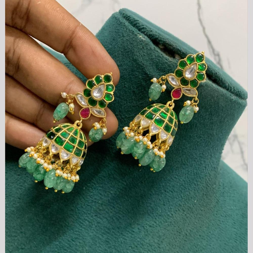 Sona Covering Elegant Kundan Stone And Pearl Traditional Jhumki Earrings