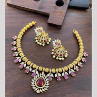 Sona Covering Glamorous Crystal Stone And Austrian Stone Pearl Necklace Set