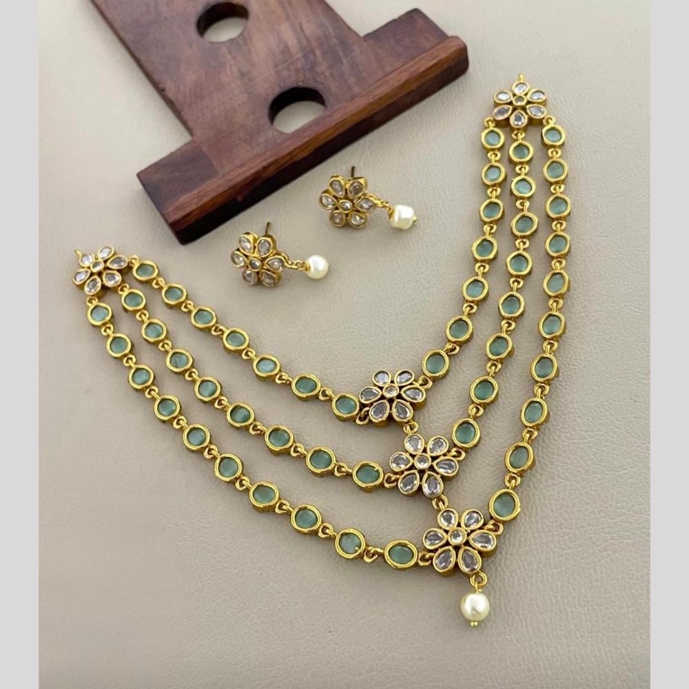 Sona Covering Glamorous Crystal Stone And Beads Necklace Set