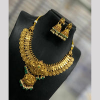 Sona Covering Handcrafted Jadau Pota Stone And Pearl Temple Necklace Set