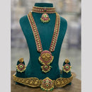 Sona Covering Grand Pota Stone Pearl And Beads Necklace Combo Set