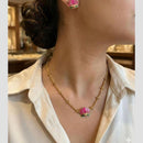 Sona Covering Gold Plated Lotus desgin Necklace Set