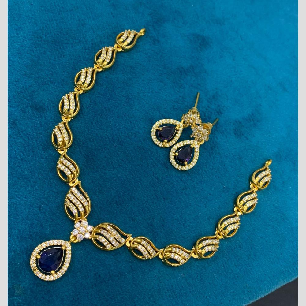 Sona Covering Glamorous Crystal Stone And Austrain Stone Necklace Set