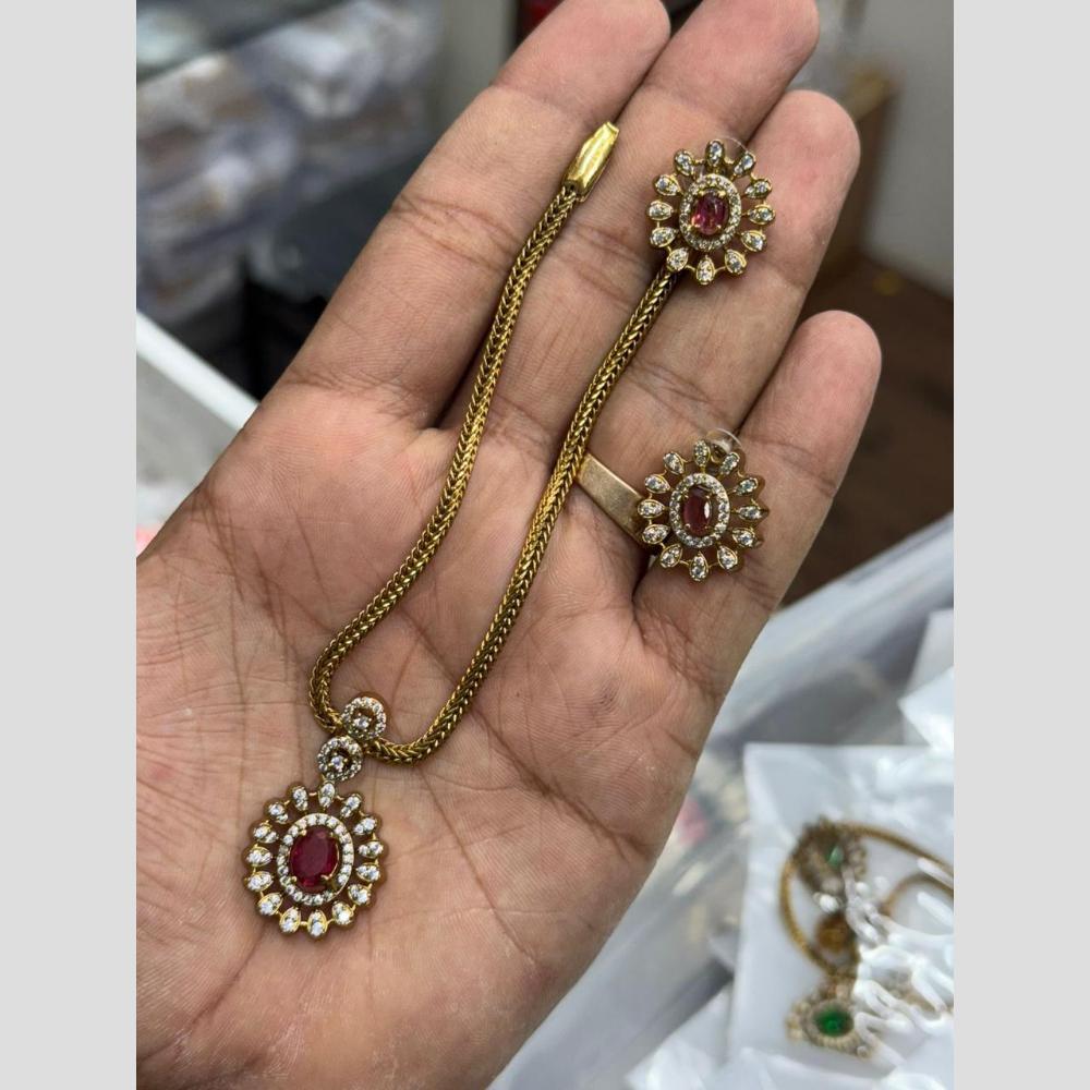 Sona Covering Glamorous Crystal Stone And Austrain Stone Necklace Set
