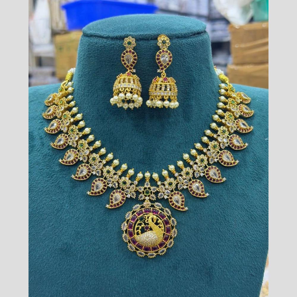 Sona Covering Delicate Pota Stone And Pearl Necklace Set
