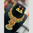 Sona Covering Delicate Pota Stone And Beads Temple Necklace Set