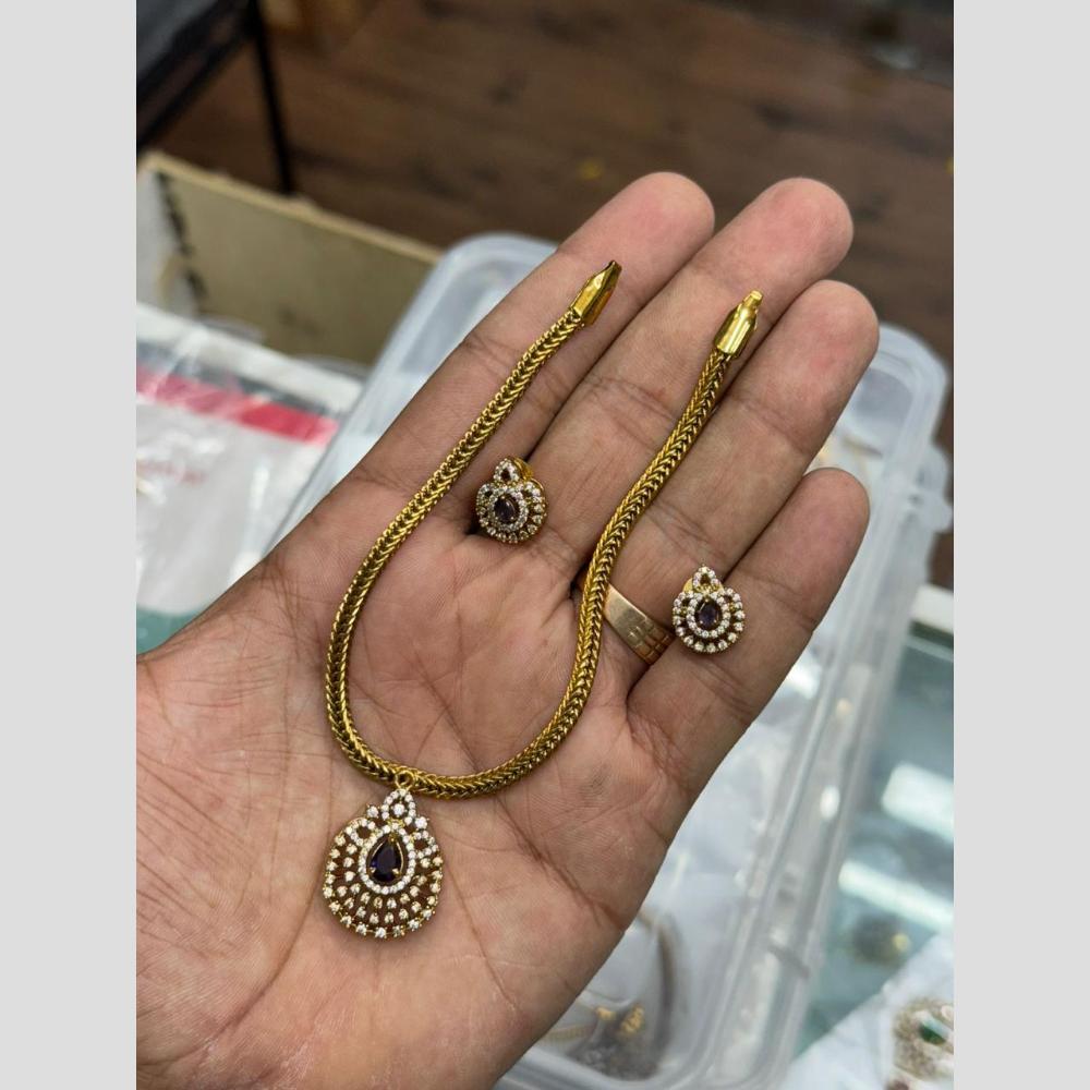Sona Covering Glamorous Crystal Stone And Austrain Stone Necklace Set