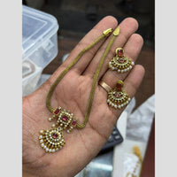 Sona Covering Delicate Pota Stone And Pearl Austrian Necklace Set