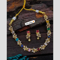 Sona Covering Glamorous Crystal Stone And Austrain Stone Necklace Set