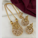 Sona Covering Delicate Pearl Temple Necklace Set