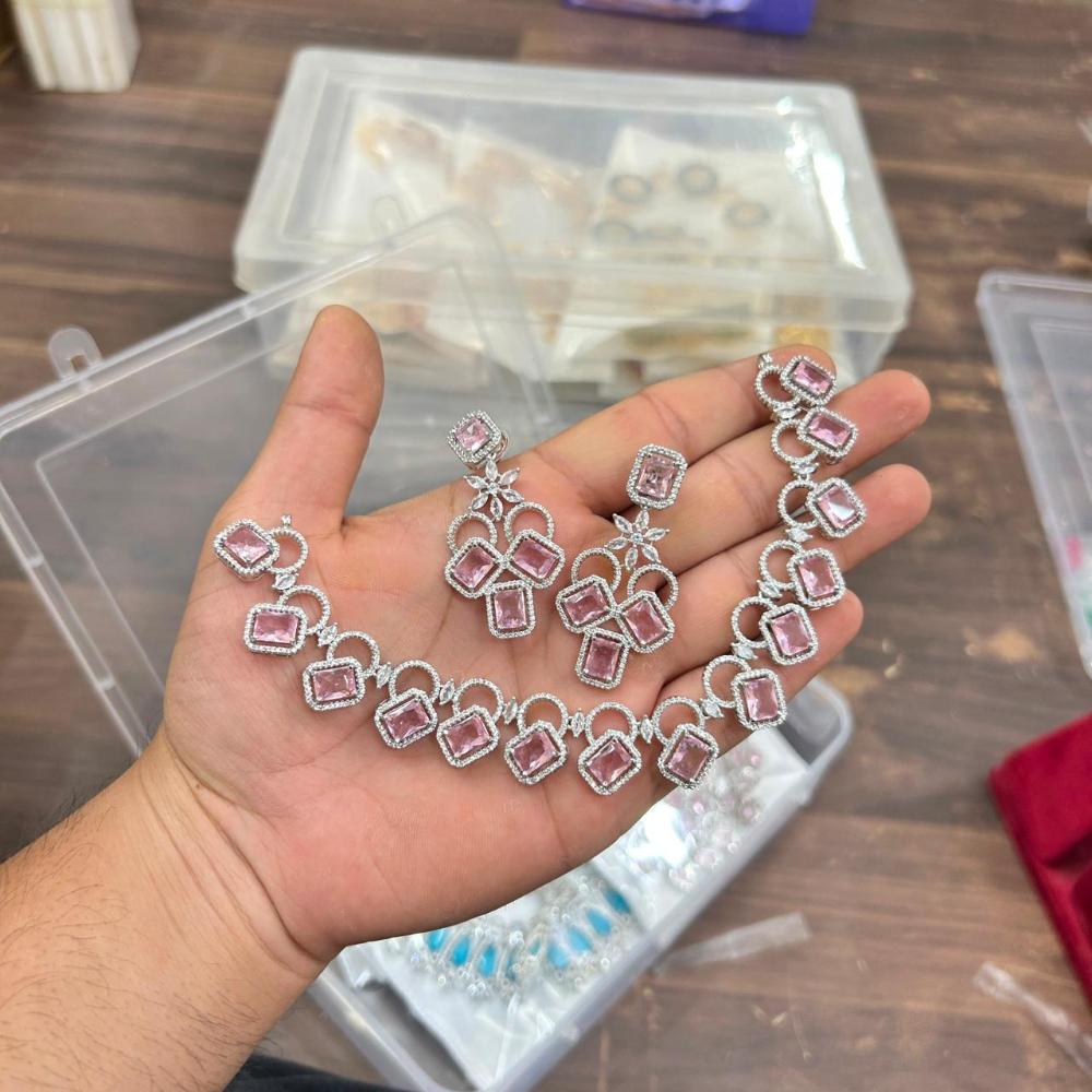 Sona Covering Designer American Daimond Necklace Set