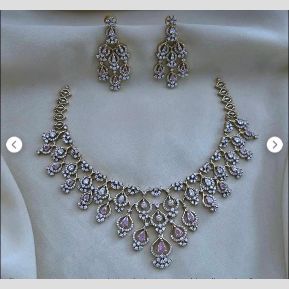 Sona Covering Glamorous Crystal Stone And Austrain Stone Necklace Set