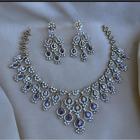 Sona Covering Glamorous Crystal Stone And Austrain Stone Necklace Set