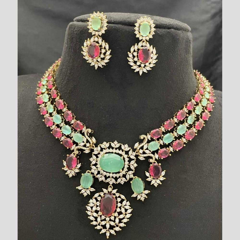Sona Covering Designer American Daimond Necklace Set