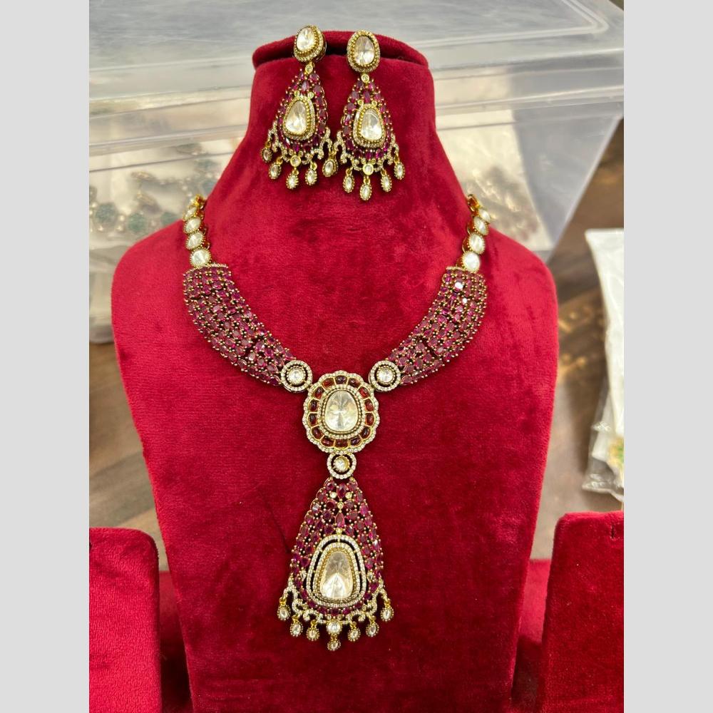 Sona Covering Exquisite Polki Kundan And  American Daimond Necklace Set