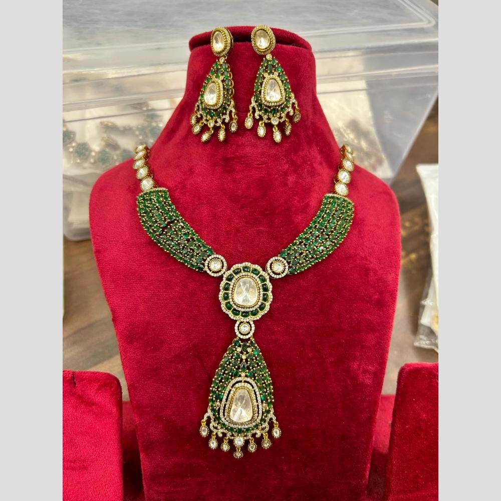 Sona Covering Exquisite Polki Kundan And  American Daimond Necklace Set