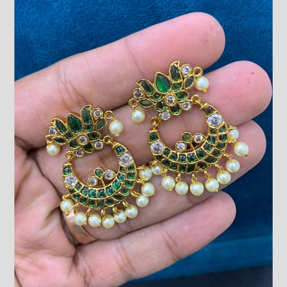 Sona Covering Graceful Pota Stone And Pearl Dangler Earrings