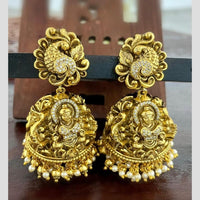 Sona Covering Graceful Austrian Stone And Pearl Temple Jhumki Earrings