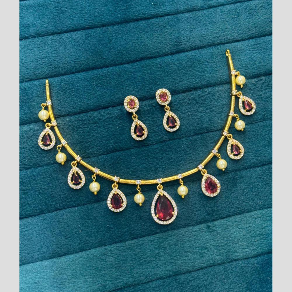 Sona Covering Glamorous Crystal Stone And Austrian Stone Pearl Necklace Set