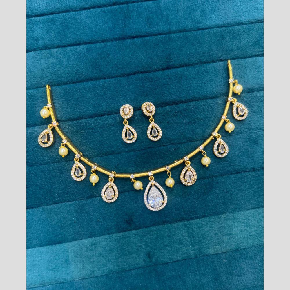 Sona Covering Glamorous Crystal Stone And Austrian Stone Pearl Necklace Set