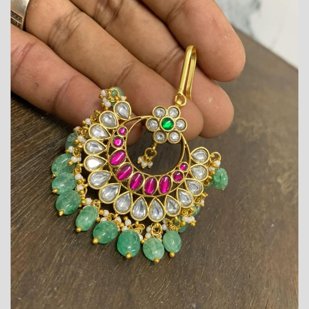 Sona Covering Designer Pota Stone And Beads Jadau Maangtikka