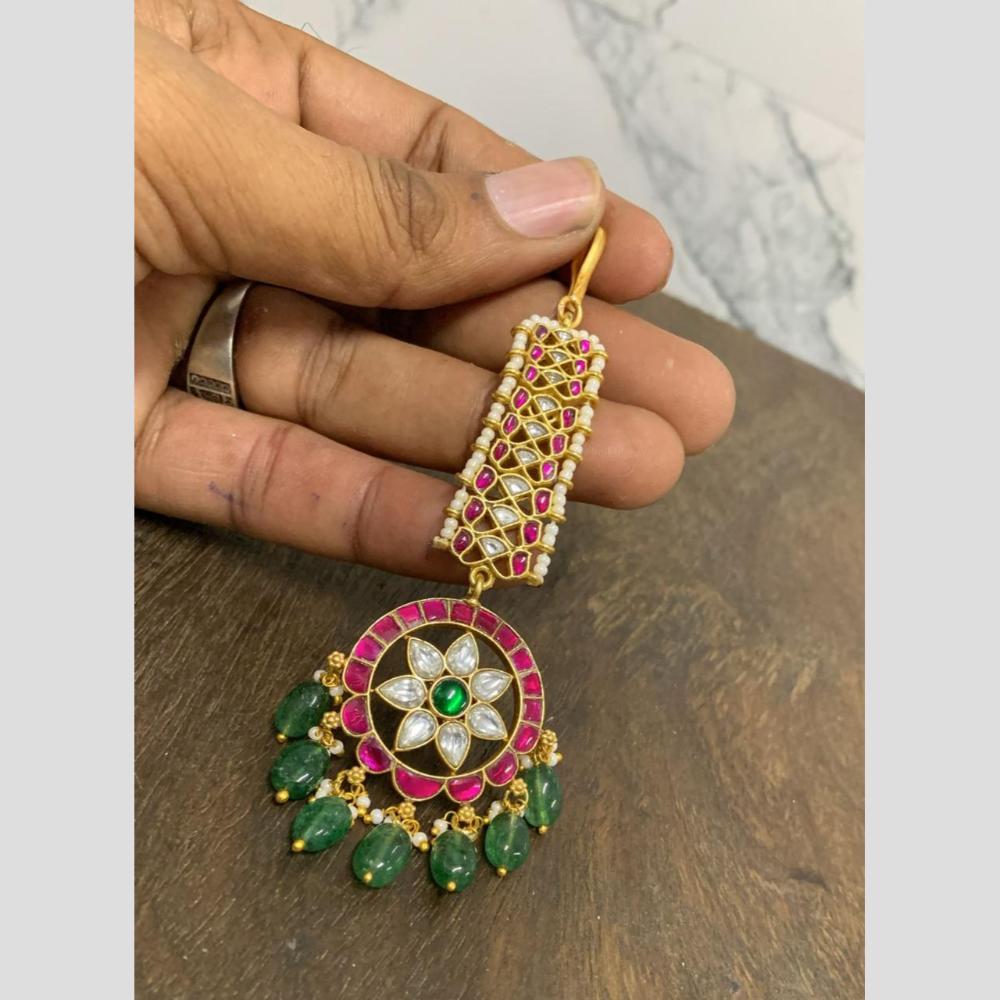 Sona Covering Designer Pota Stone And Beads Jadau Maangtikka