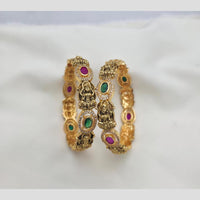 Sona Covering Gold Plated Pota Stone Temple Bangles Set