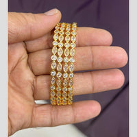 Sona Covering Gold Plated Pota Stone Temple Bangles Set