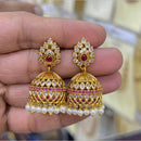 Sona Covering Graceful Austrian Stone And Pota Stone Pearl Jhumki Earrings