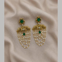 Sona Covering Graceful Crystal Stone And Pearl Dangler Earrings