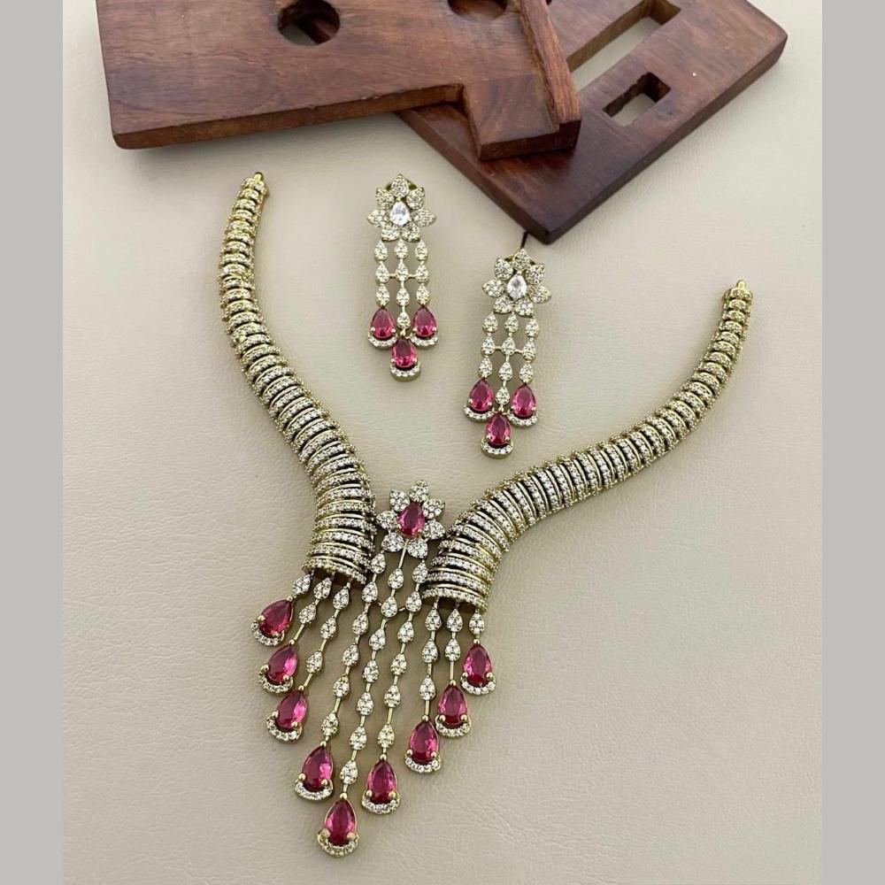 Sona Covering Glamorous Crystal Stone And Austrian Stone Necklace Set