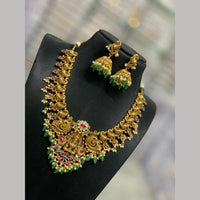 Sona Covering Elegant Jadau Pota Stone  Beads And Pearl Temple Necklace Set