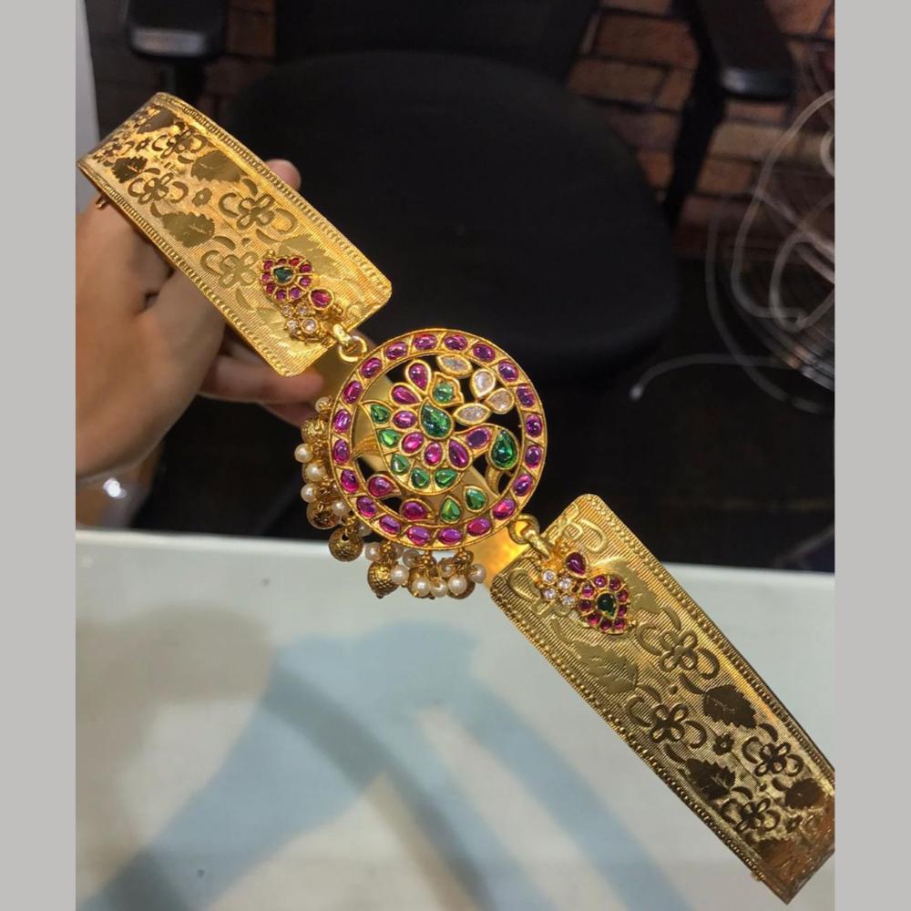 Sona Covering Traditional Pota Stone And Pearl Kamarbandh